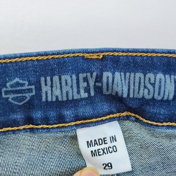 Harley -Davidson jeans women's size 29 denim blue mid rise slim boyfriend - Picture 6 of 16